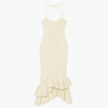 Backless Ruffle Knit Maxi Dress