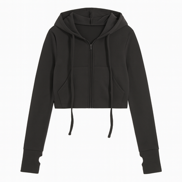Cropped Zip-Up Hooded Jacket