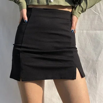 High Waist Thin A- Line Mini Skirt Asymmetrical Black Half-length Skirts for Women Small Size Fashionable Autumn New Arrival