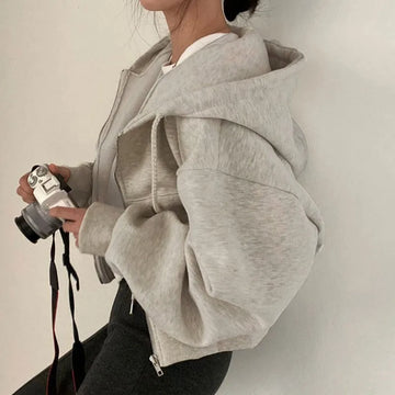 Women's Winter Hoodie Sweatirt Zip up Jaet Straight Cut Long Sve round Ne ort Sle Sweet Sle Color