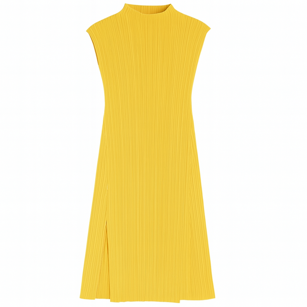 Painted Pleats Dress–Turtleneck Maxi