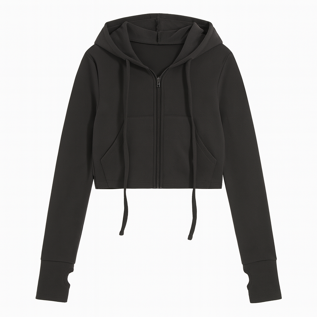 Cropped Zip-Up Hooded Jacket