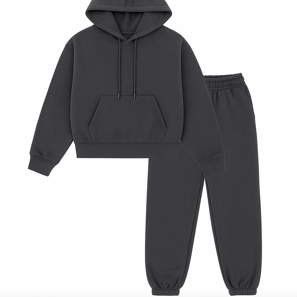 Solid Fleece Hoodie & Sweatpants Set