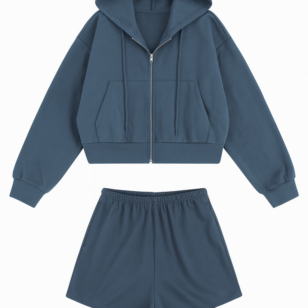 Retro Zip-Up Hoodie & Wide-Leg Pants Set-Women’s Autumn Fashion