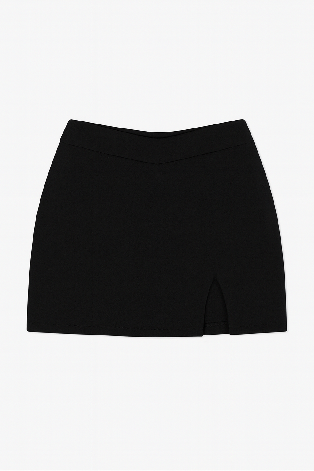 Black High Waist Mini Skirt with Slit-Korean Streetwear Style