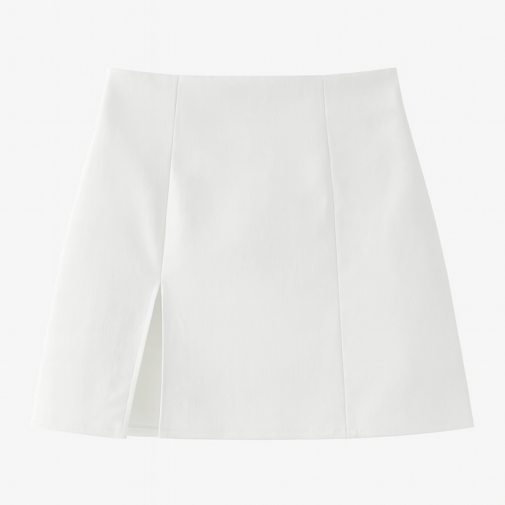 High Waist Black A-Line Split Mini Skirt - Slim Fit Bodycon Style