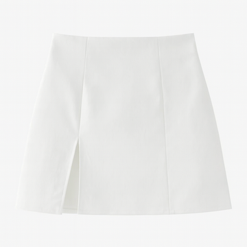 High Waist Black A-Line Split Mini Skirt - Slim Fit Bodycon Style