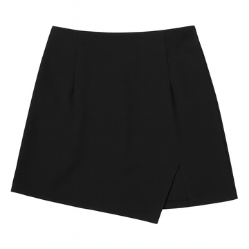 High Waist Asymmetrical A-Line Mini Skirt-Black Autumn Edition