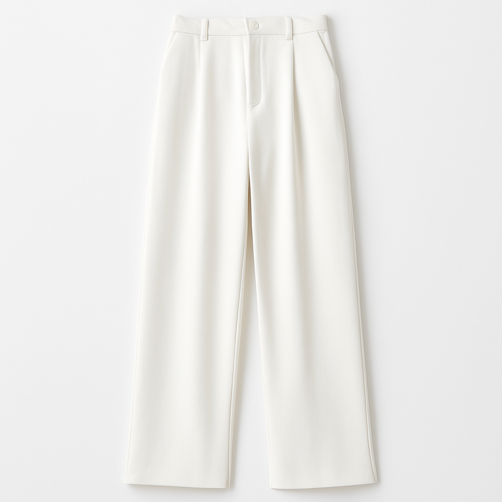 White High Waist Wide-Leg Palazzo Pants - Korean Style 2024