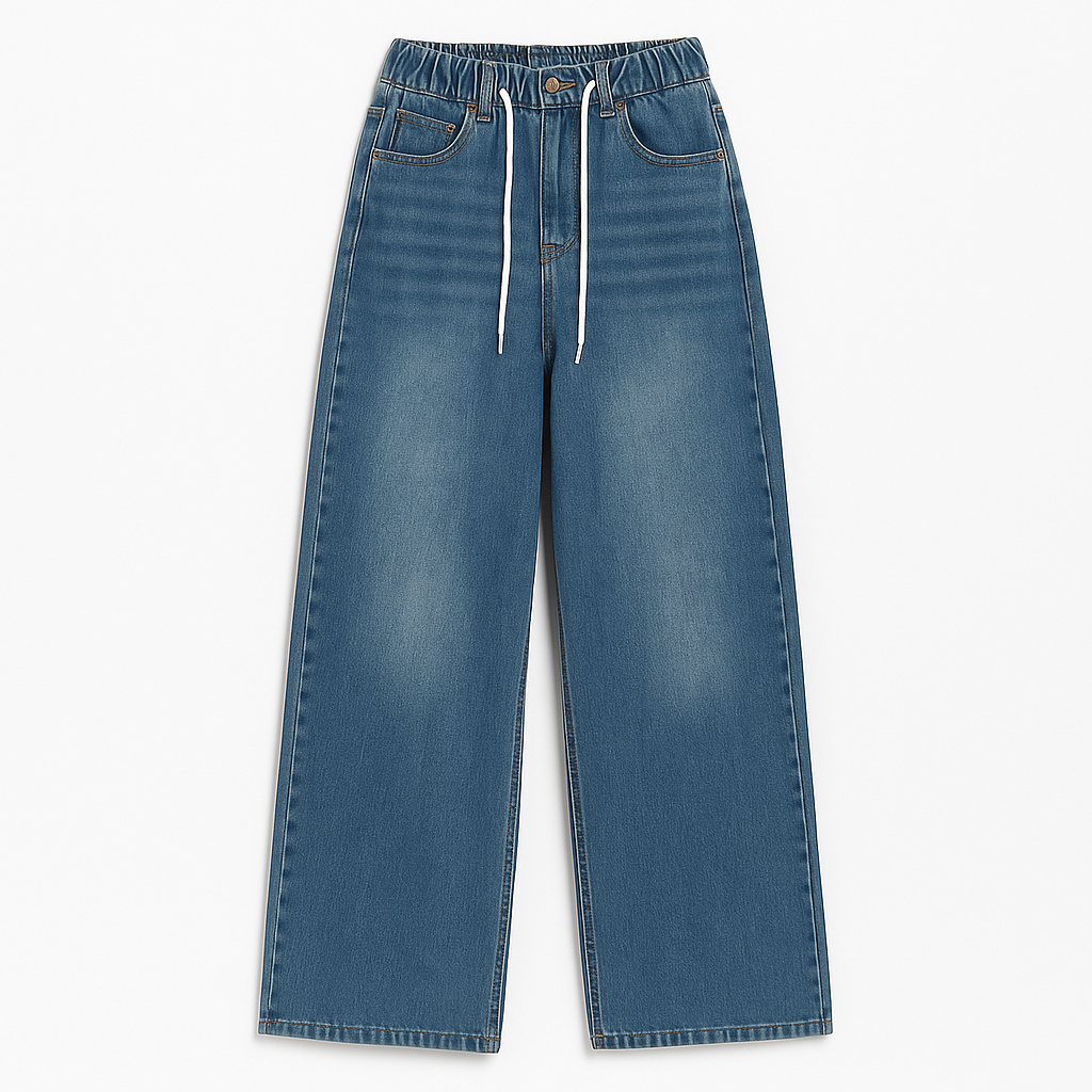 Light Wash Wide-Leg Jeans - Slimming Fit