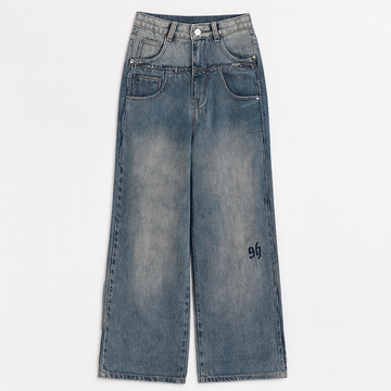 Women’s Vintage Wide-Leg Cargo Jeans – Y2K Streetwear Denim