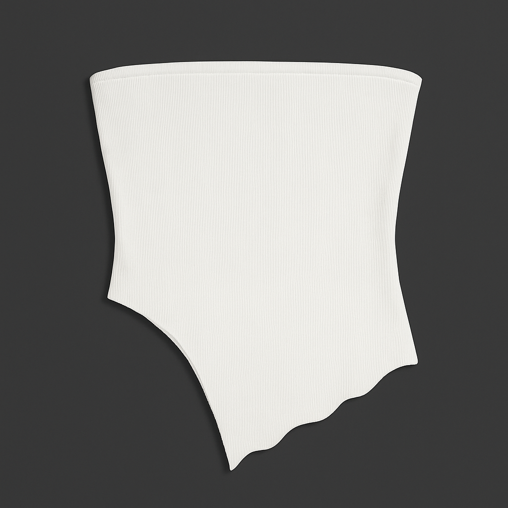 Y2K Asymmetrical Knit Tube Top – White / Black