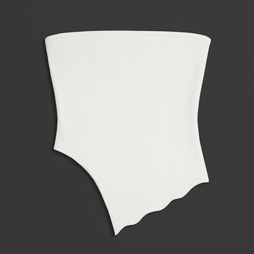 Y2K Asymmetrical Knit Tube Top – White / Black