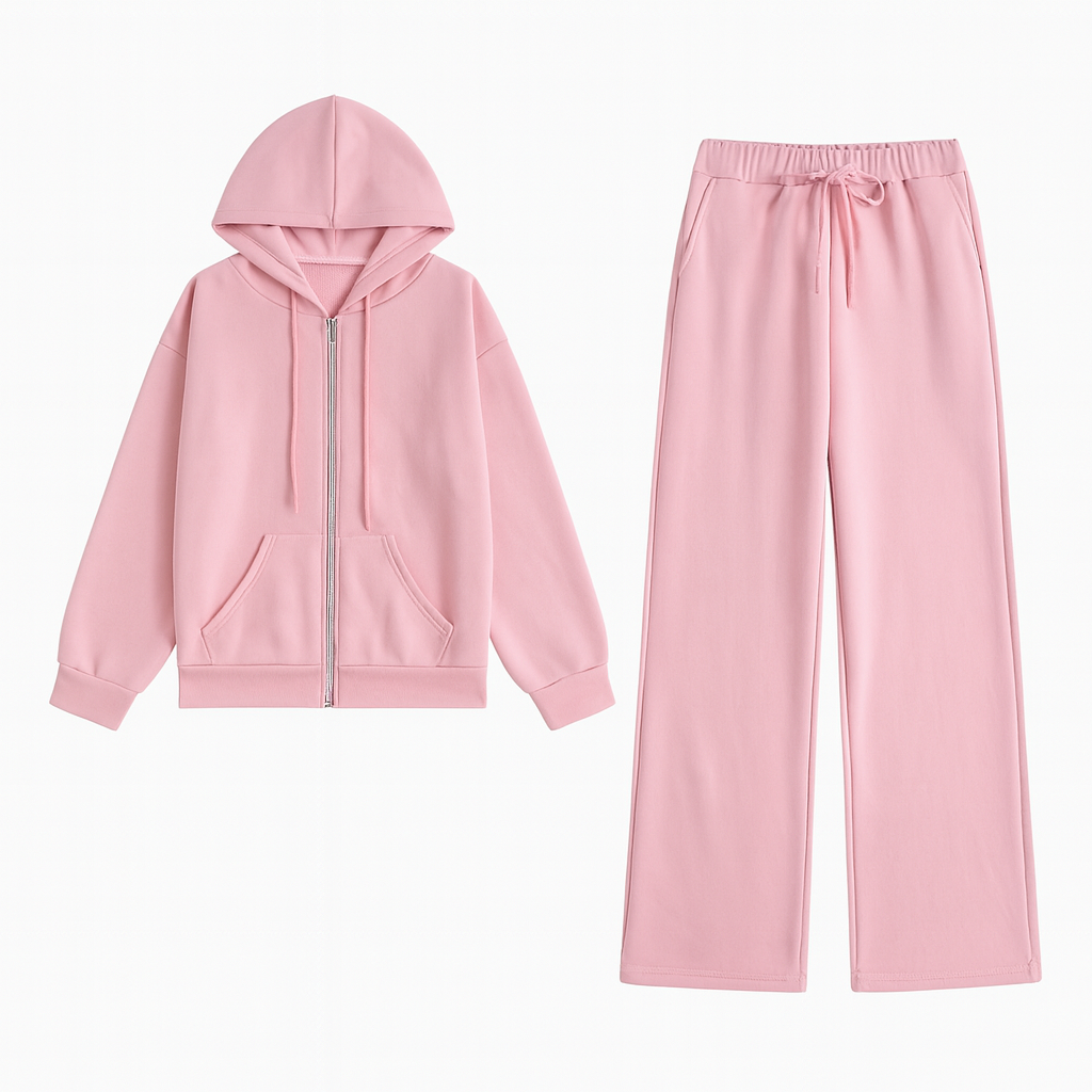 Casual Hooded Cardigan & Trousers Two-Piece Set