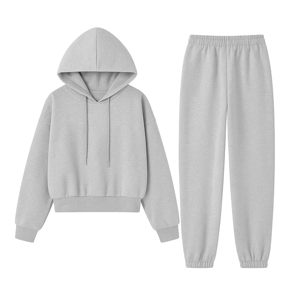 Women's Solid Color Hooded Sweatshirt & Pants Set