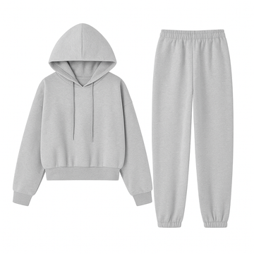 Women's Solid Color Hooded Sweatshirt & Pants Set