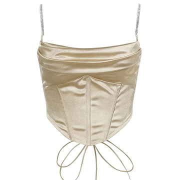 Y2K Shiny Chain Halter Backless Crop Top