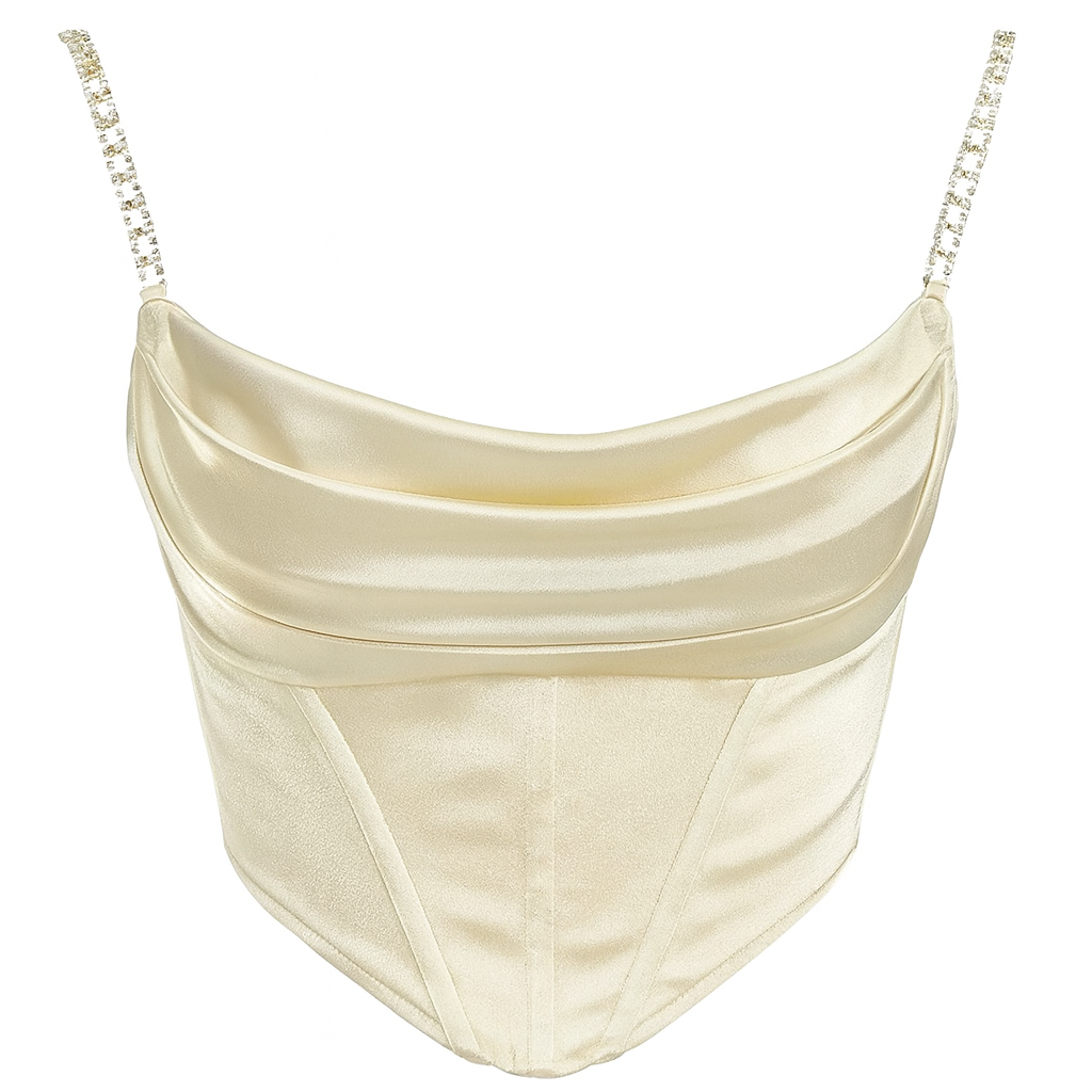 Diamond Chain Satin Corset Crop Top