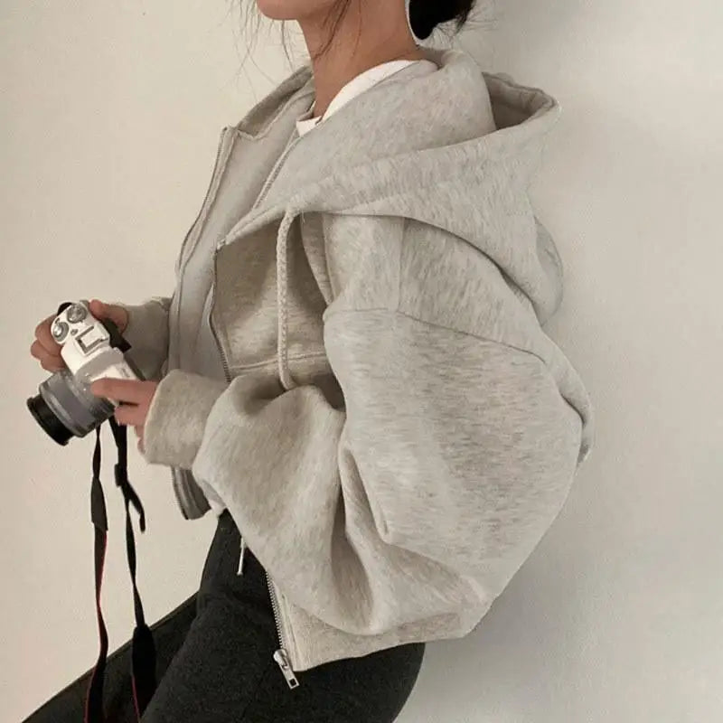 Women's Winter Hoodie Sweatirt Zip up Jaet Straight Cut Long Sve round Ne ort Sle Sweet Sle  Color