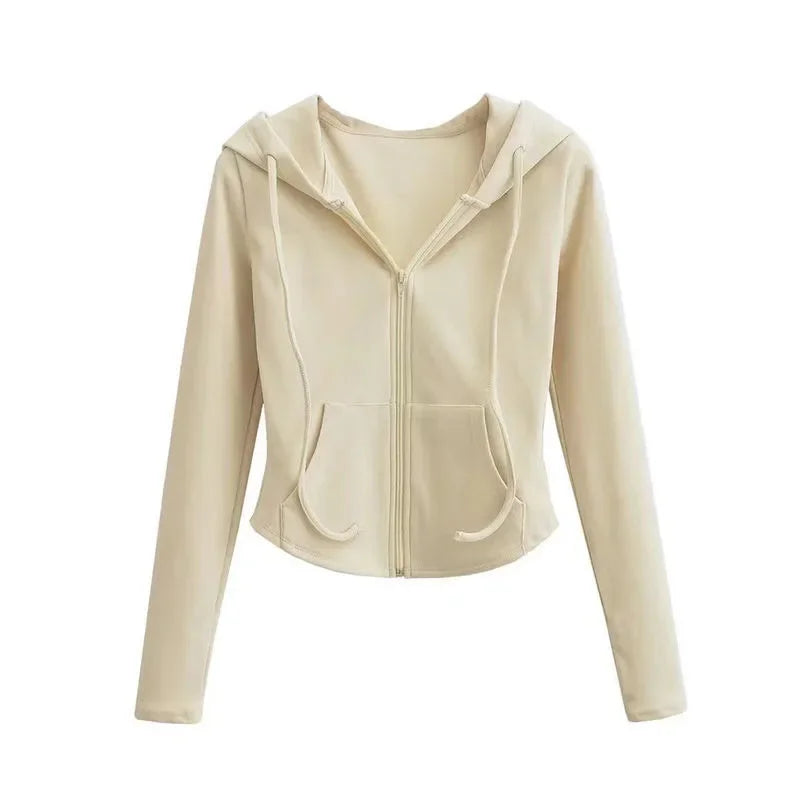 Cropped Zip-Up Hooded Jacket