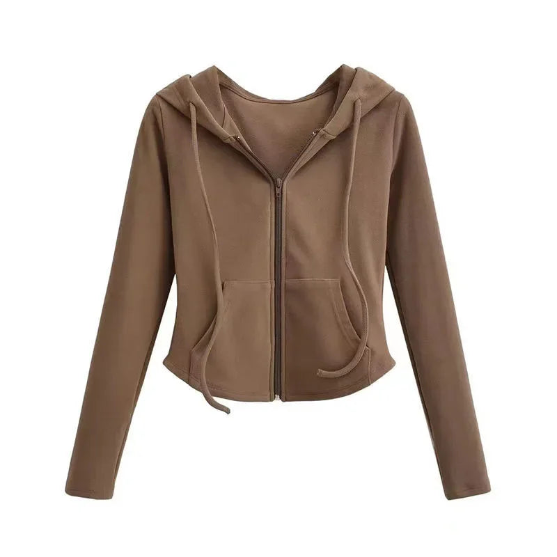 Cropped Zip-Up Hooded Jacket