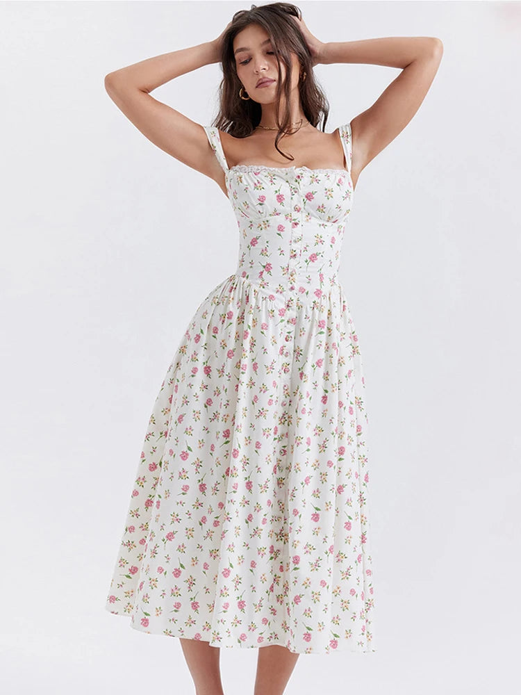 Elegant Lace-Up Midi Dress