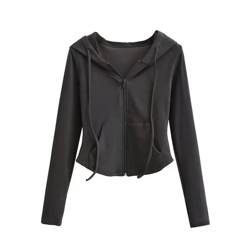 Cropped Zip-Up Hooded Jacket