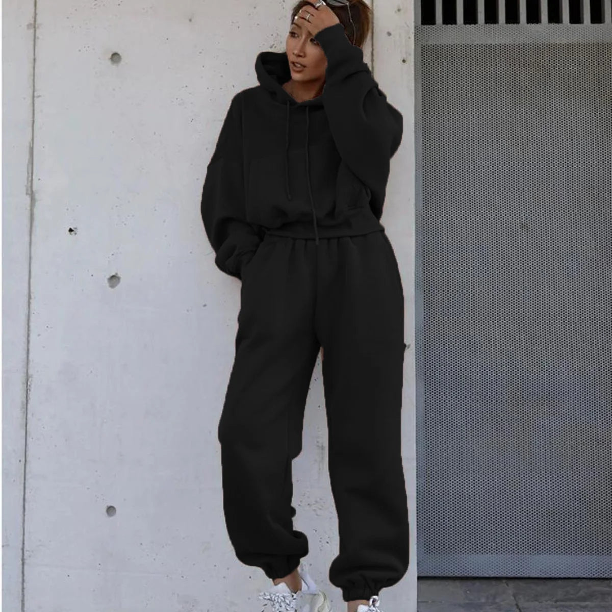 Autumn winter jogger jumper Gym Workout women fall clothing 2 piece set crop top oversize hoodie women tracksuits