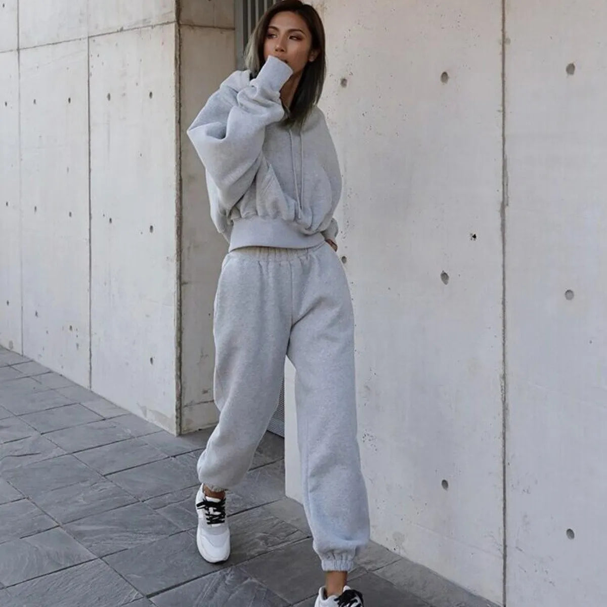 Autumn winter jogger jumper Gym Workout women fall clothing 2 piece set crop top oversize hoodie women tracksuits