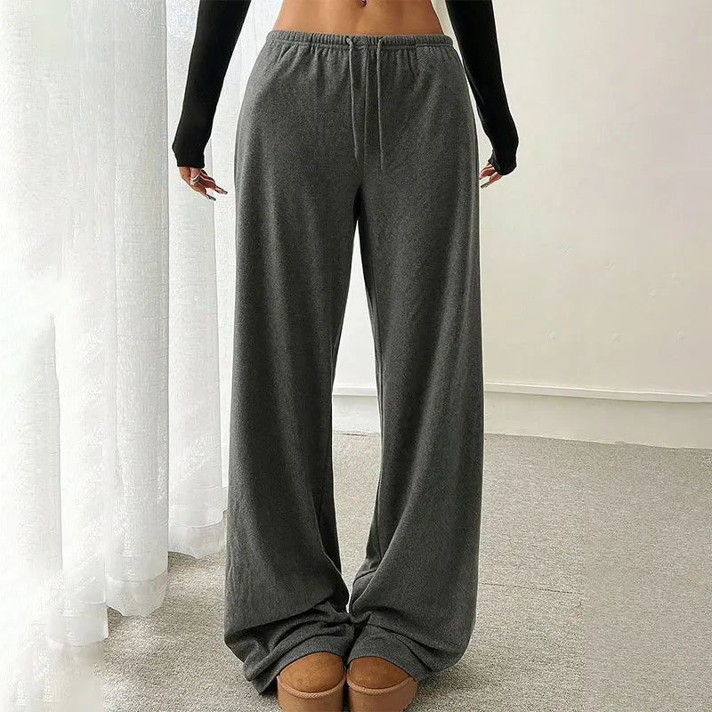 New Fashion Trousers Women Autumn Streetwear Basic Straight Casual Slim Pants Lady Sexy Solid Simple Versatile Knitted Trousers