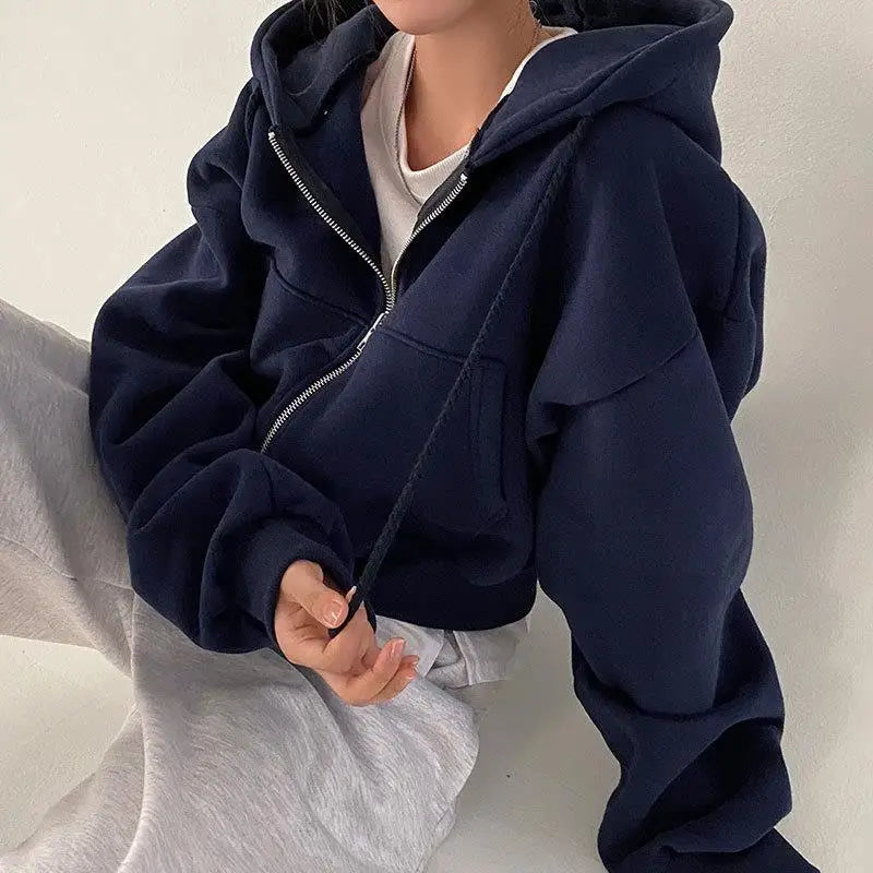 Women's Winter Hoodie Sweatirt Zip up Jaet Straight Cut Long Sve round Ne ort Sle Sweet Sle  Color