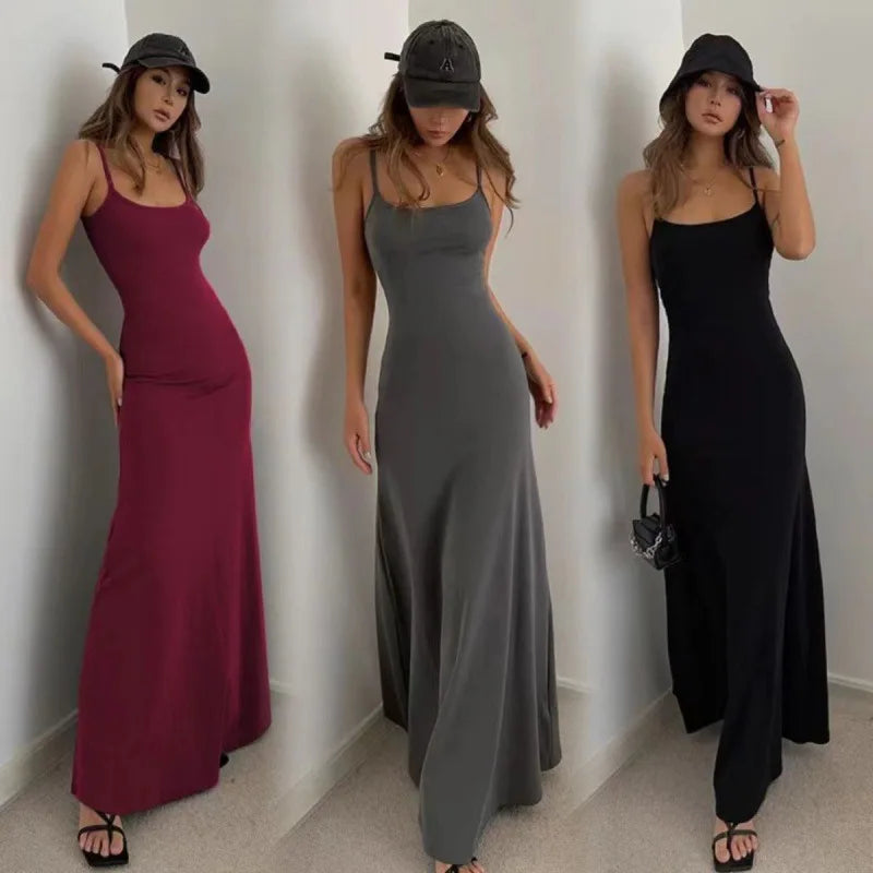 Y2K Backless Bodycon Maxi Dress