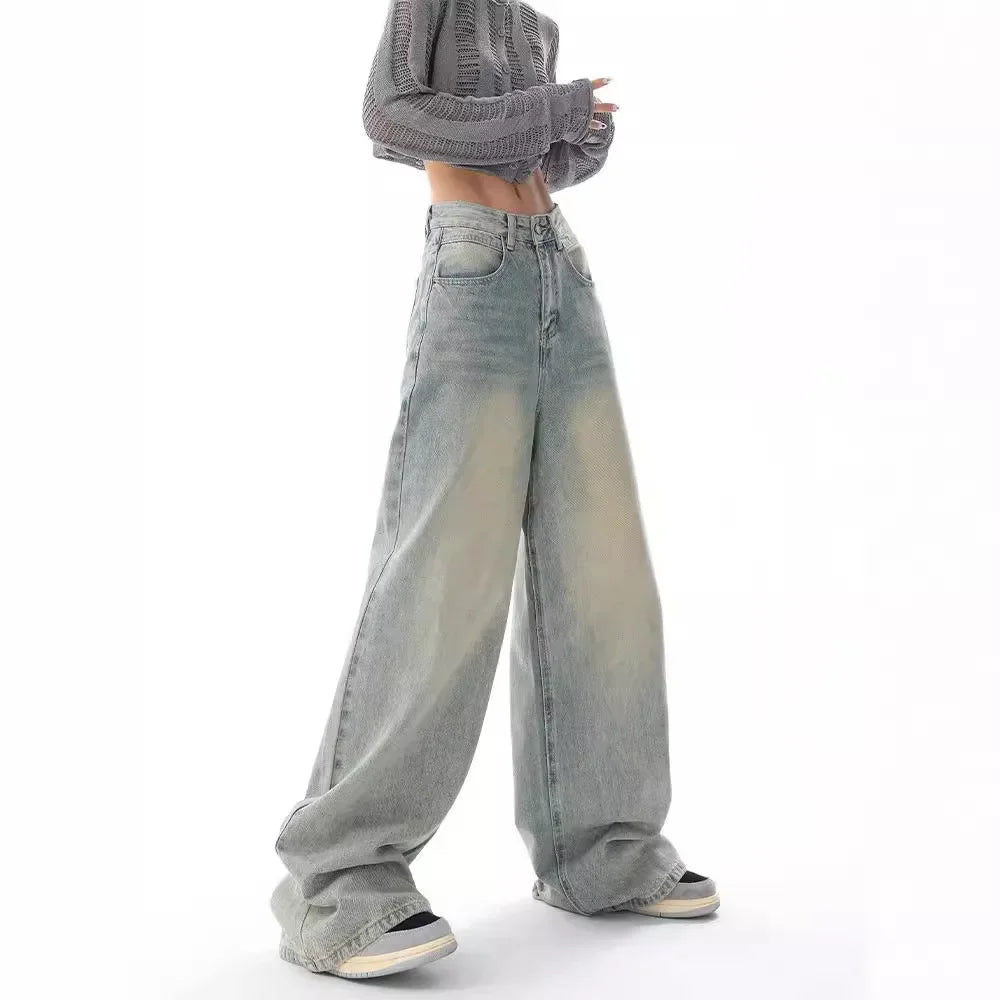 Ken Studio Spring Summer New Vintage Jeans Women's Loose Fit Design Slimming Trailer Bell Bottoms Pants American Style