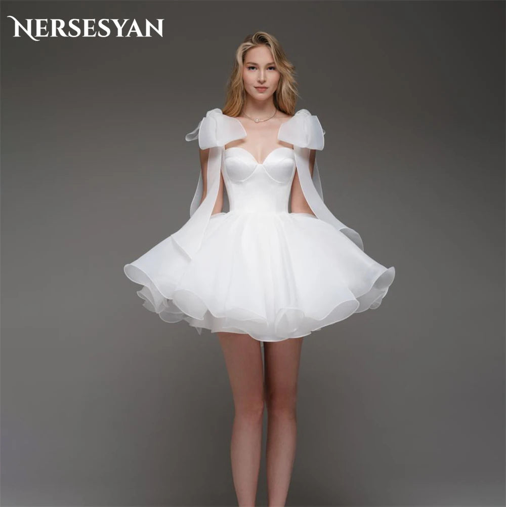 Elegant Chiffon Bow Mini Dress