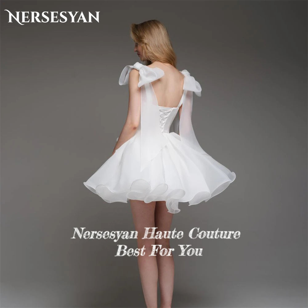 Elegant Chiffon Bow Mini Dress