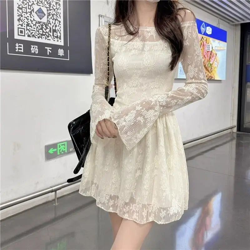 Apricot Gentle Lace Mini Dress