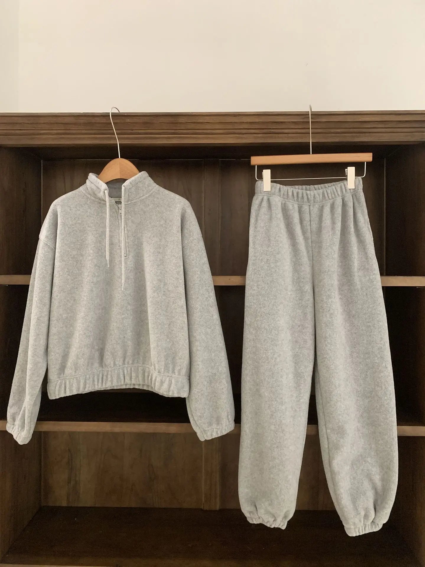 Women's Fce Lined Hoodie And Joggers Spor Two-Piece Set Dongda Gate 24 Autumn f Zip Casual Sweatirt Pants Ensemble