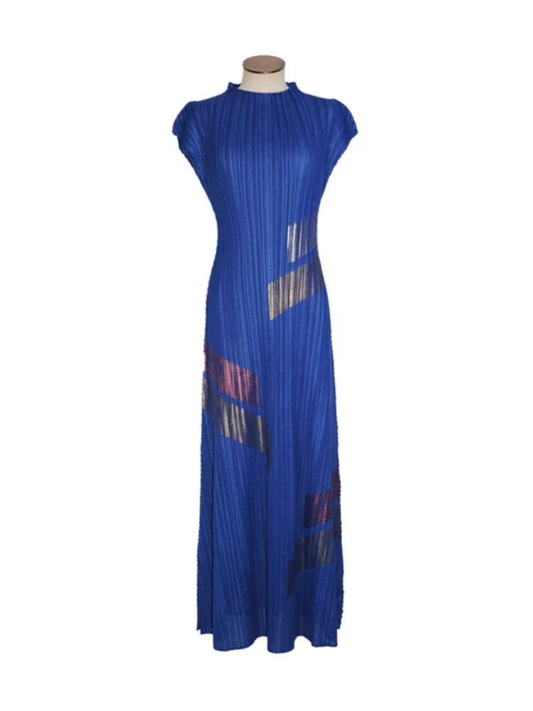 Painted Pleats Dress–Turtleneck Maxi