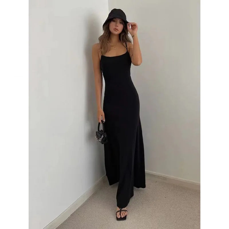 Y2K Backless Bodycon Maxi Dress