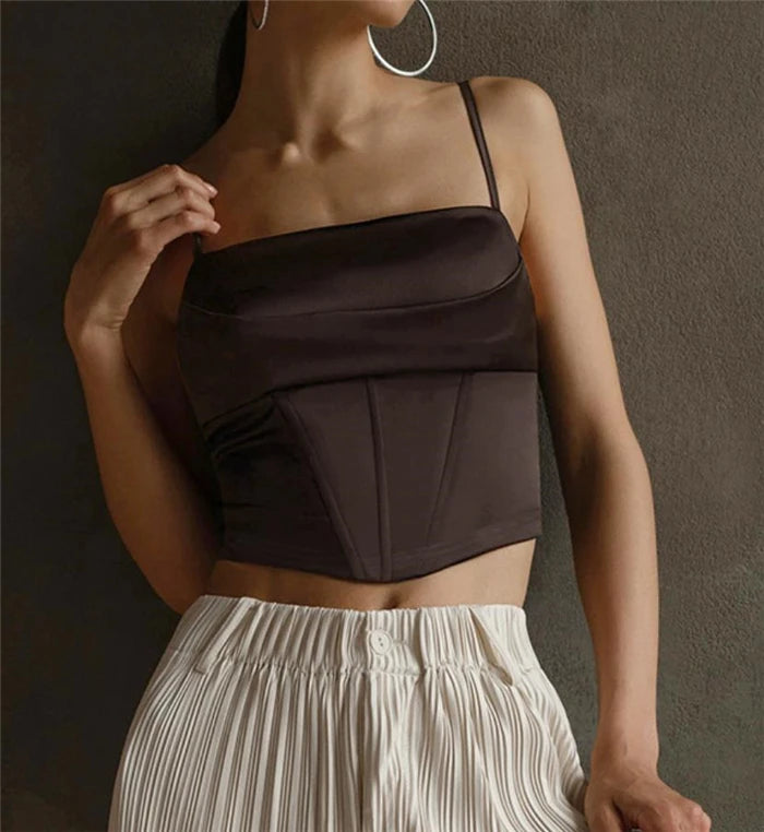 Women's ort Crop Tank Top Street Sle  Color Slim Fit Summer ential Casual Faion Vest Strap Tops