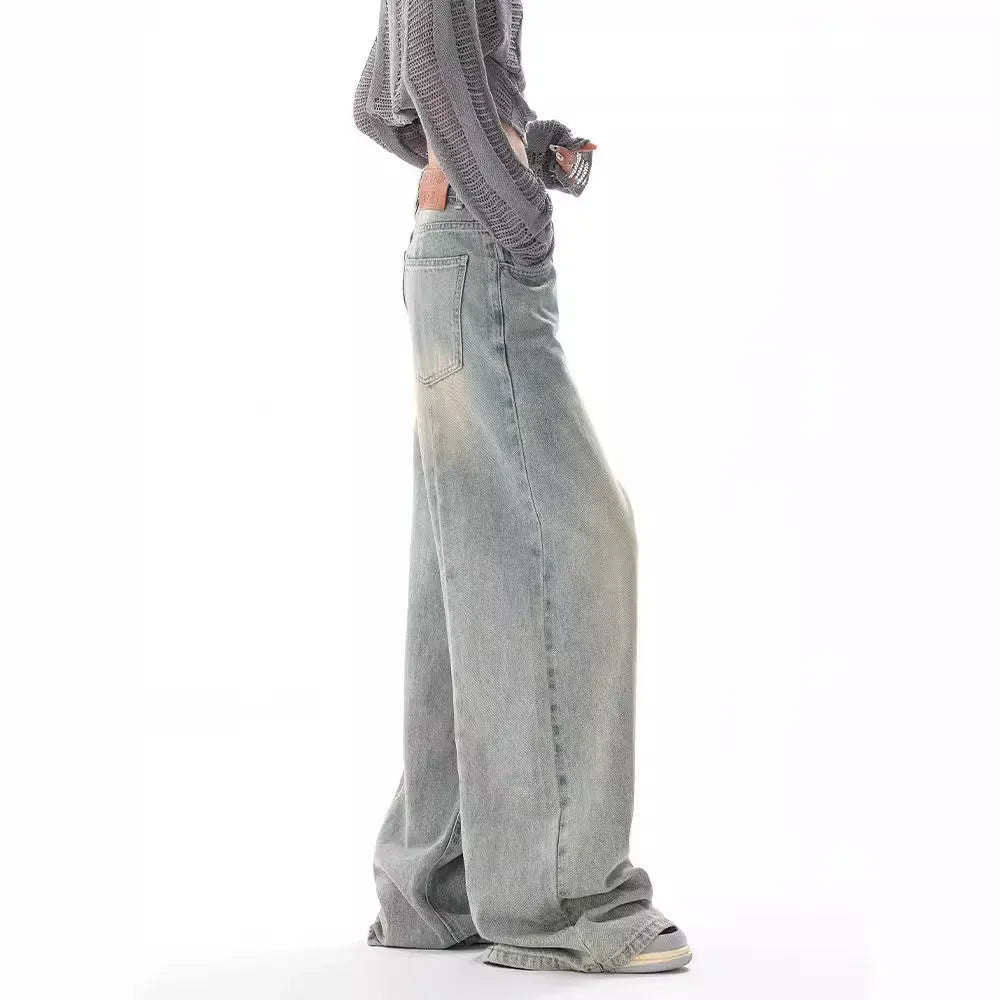 Ken Studio Spring Summer New Vintage Jeans Women's Loose Fit Design Slimming Trailer Bell Bottoms Pants American Style