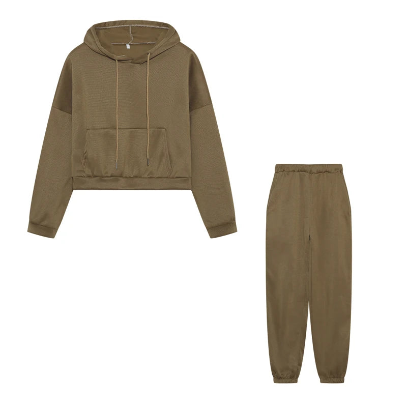 2023 Autumn/Winter Women's New Long Sleeved Hat Casual Sweater Coat Women's Sports Set