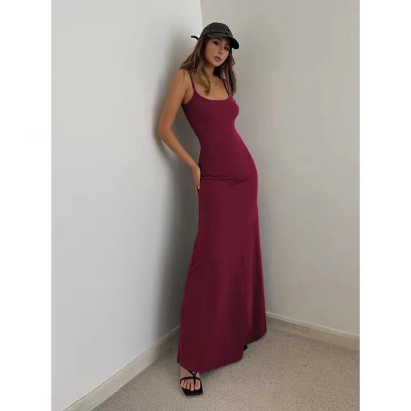 Y2K Backless Bodycon Maxi Dress