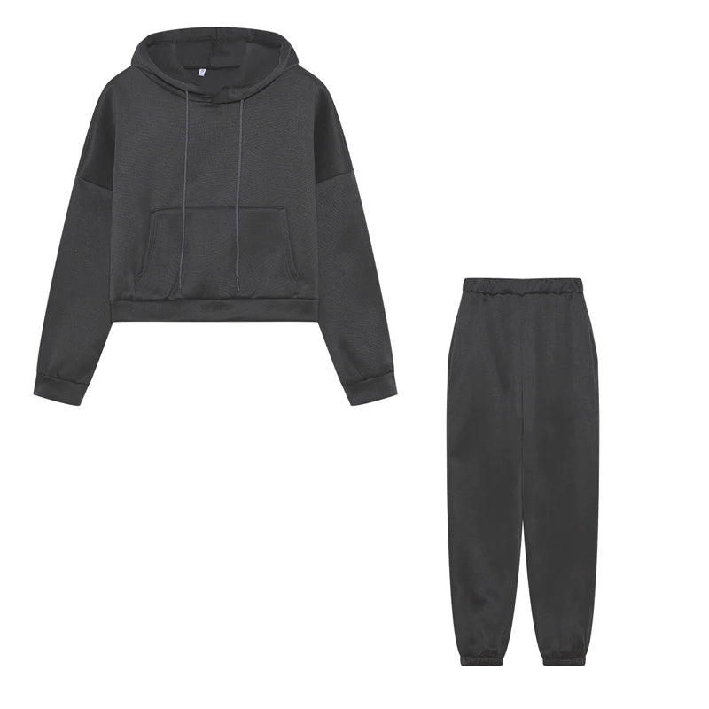 2023 Autumn/Winter Women's New Long Sleeved Hat Casual Sweater Coat Women's Sports Set