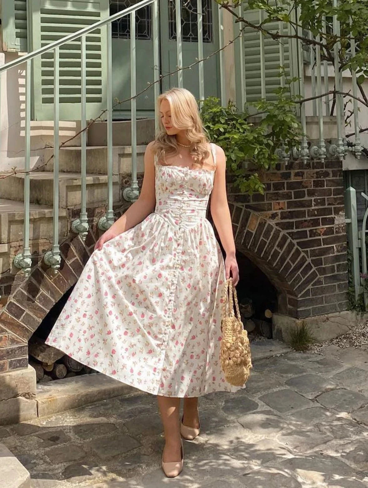 Elegant Lace-Up Midi Dress