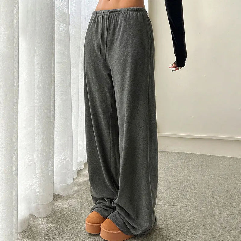 New Fashion Trousers Women Autumn Streetwear Basic Straight Casual Slim Pants Lady Sexy Solid Simple Versatile Knitted Trousers