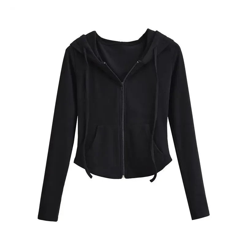 Cropped Zip-Up Hooded Jacket