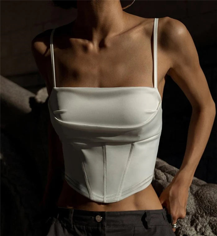 Women's ort Crop Tank Top Street Sle  Color Slim Fit Summer ential Casual Faion Vest Strap Tops