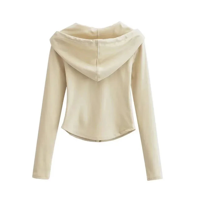 Cropped Zip-Up Hooded Jacket