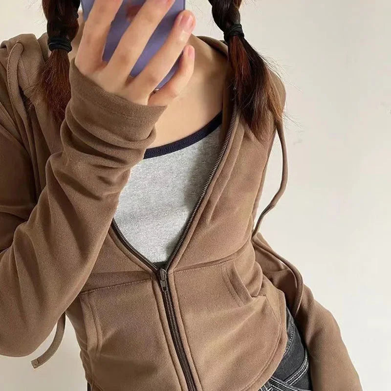 Cropped Zip-Up Hooded Jacket